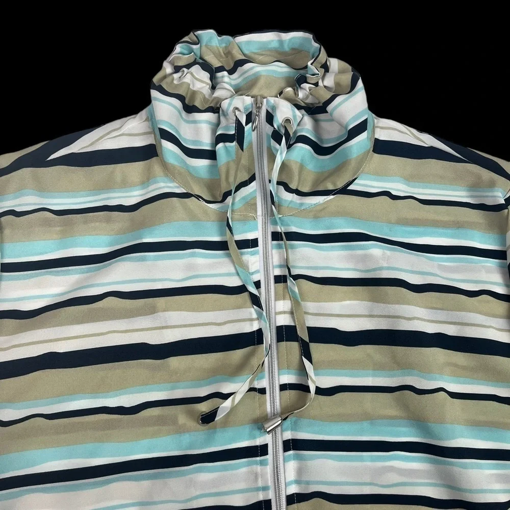 Chicos Womens Lightweight Jacket Cover Up Full Zip Stipe Polyester Size 3 - Picture 7 of 10
